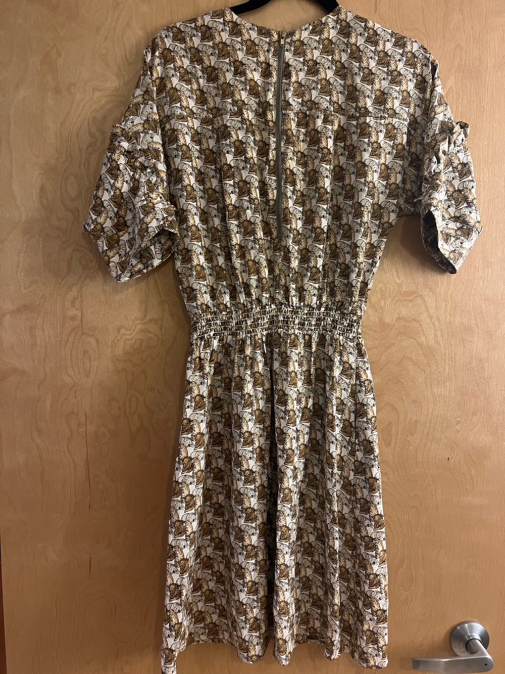 Mayle Lion, Tiger Bear Print Cream and Brown Mini Dress Sz 6 limited edition - Picture 6 of 6